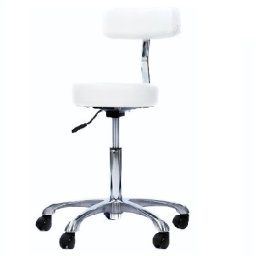 Tabouret Cura comfort met rugleuning WIT met ronde zitting