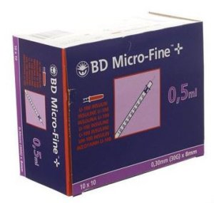 Spuiten BD MicroFine 0,5ml U-100 naald 30G 0,30x8mm   100st