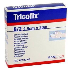 Tricofix tubulair verband B 2-2,5cm x 20m wit 100% katoen