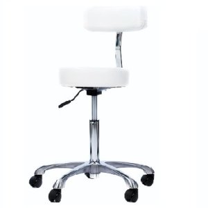 Tabouret Cura comfort met rugleuning WIT met ronde zitting