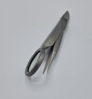 splinterpincet SHARPS met punt en loupe dia. 2,3cm, 9,5cm